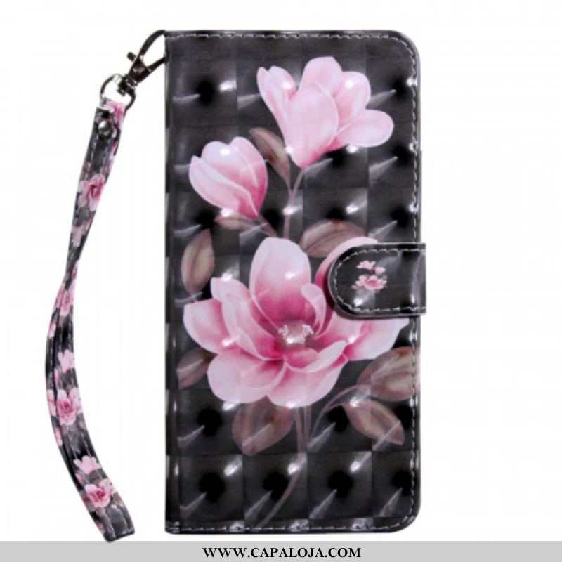 Capa Em Pele Para Samsung Galaxy S22 5G Flores Em Flor