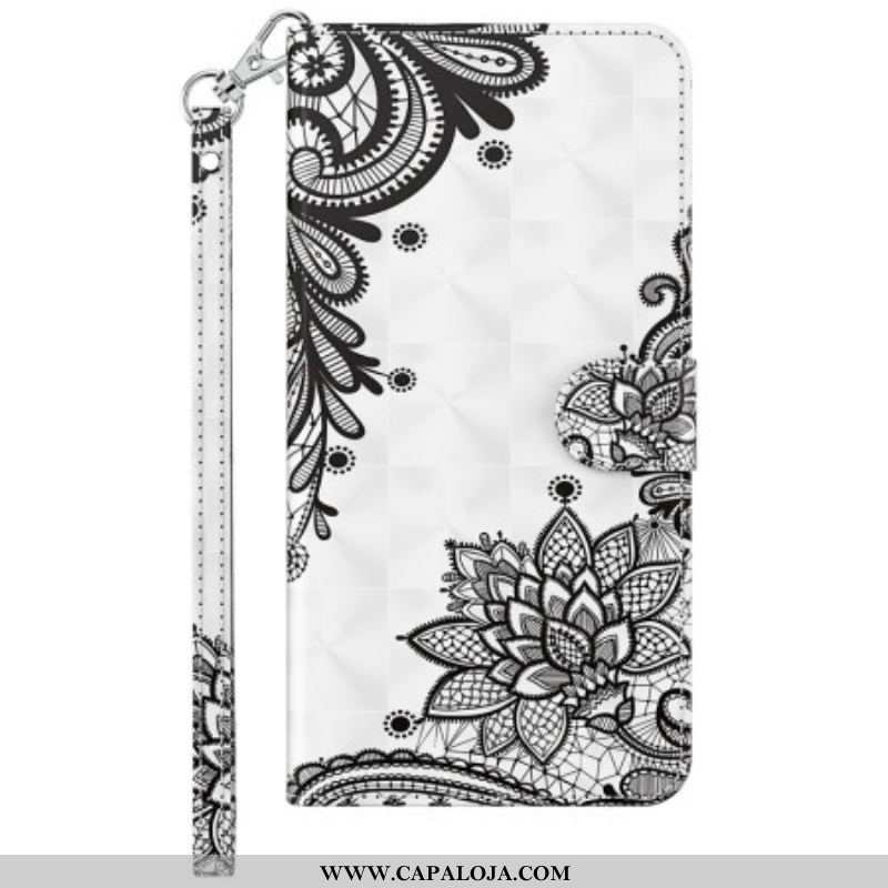 Capa Em Pele Para Samsung Galaxy S23 5G De Cordão Renda Strappy