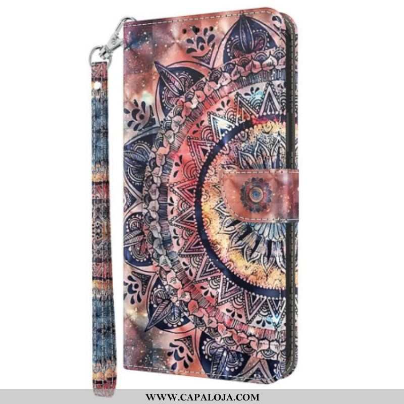Capa Em Pele Para Sony Xperia 5 IV De Cordão Mandala De Tiras Coloridas