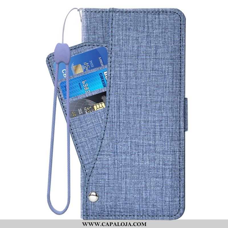 Capa Em Pele Para Sony Xperia 5 IV Jeans Com Porta-cartão Giratório