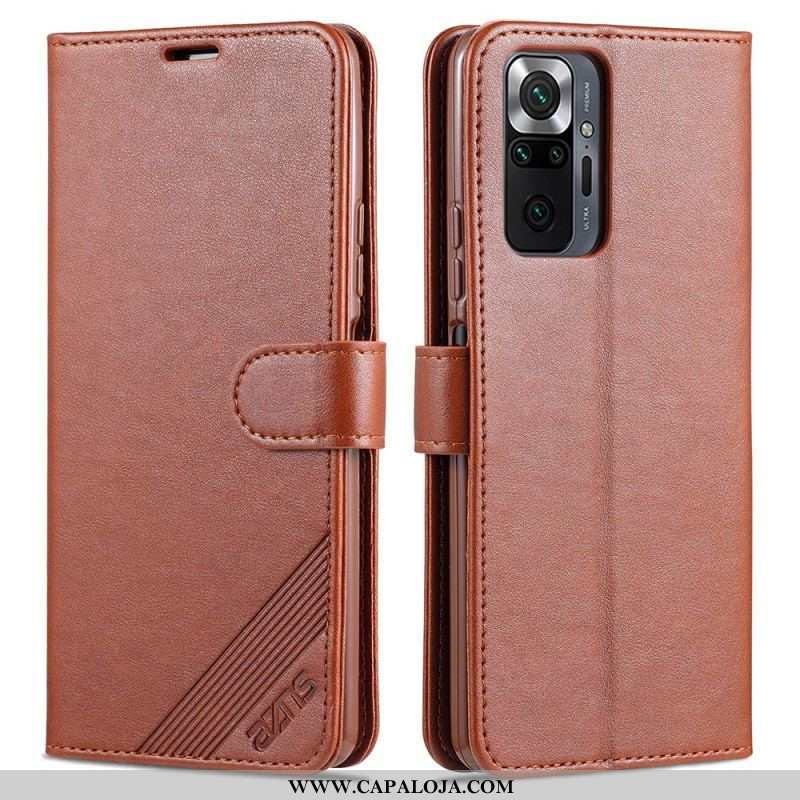 Capa Em Pele Para Xiaomi Redmi Note 10 Pro Couro Sintético Azns