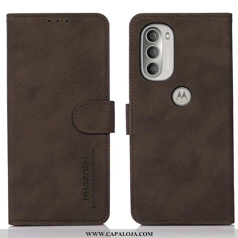 Capa Flip Para Moto G51 5G Khazneh Moda Efeito Couro