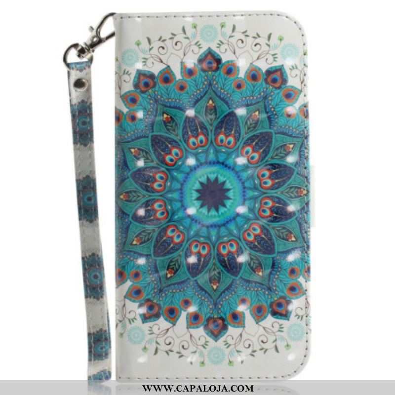Capa Flip Para OnePlus Nord 2T 5G De Cordão Coroa De Pavão Com Tiras