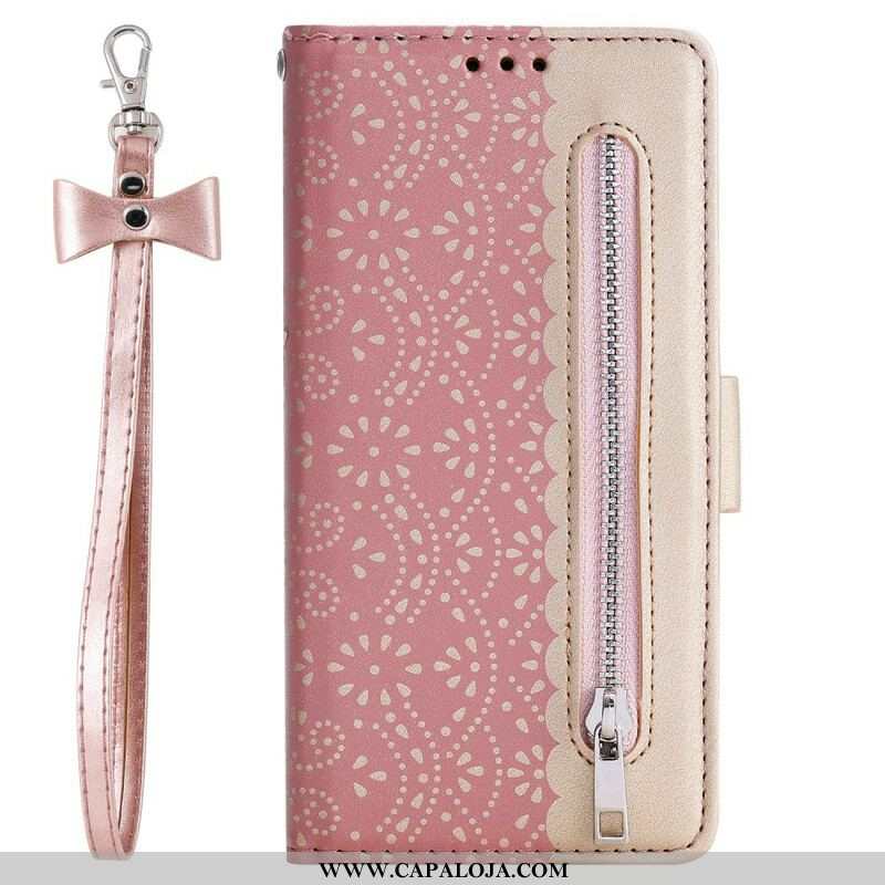 Capa Flip Para Samsung Galaxy A51 5G De Cordão Bolsa De Moedas Com Alça De Renda