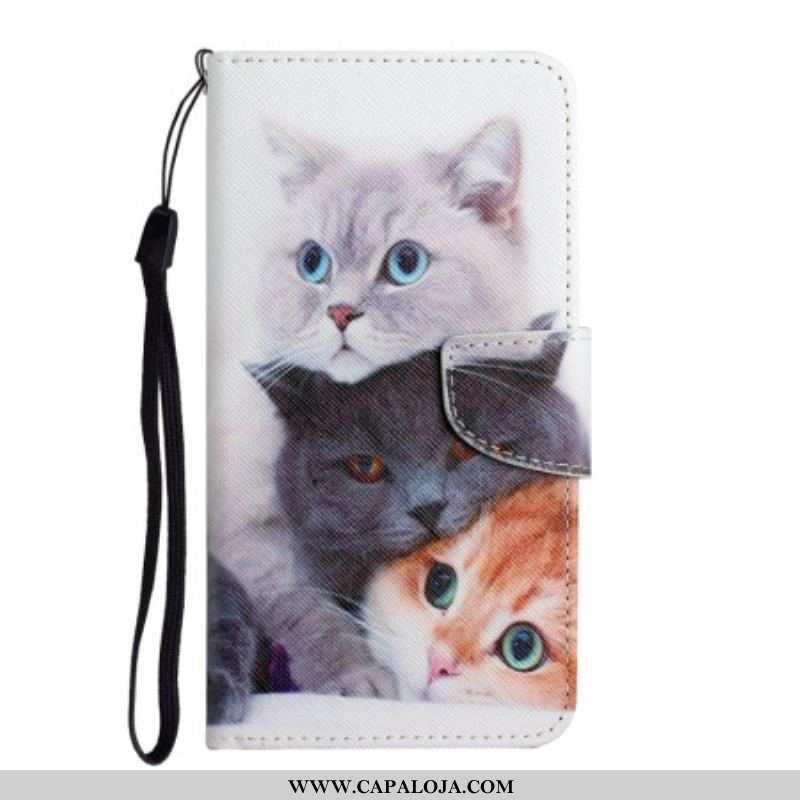 Capa Flip Para Samsung Galaxy A54 5G Contos De Gatos Com Cordão
