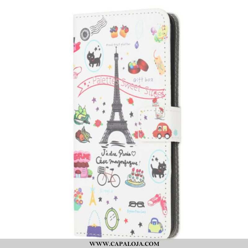 Capa Flip Para Samsung Galaxy M12 / A12 Eu Amo Paris