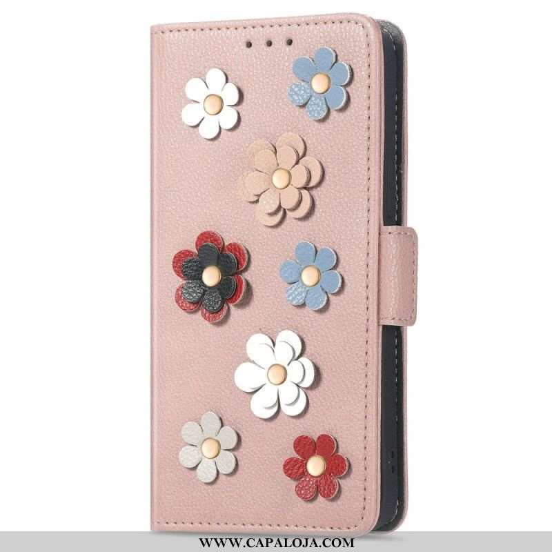 Capa Flip Para Samsung Galaxy M13 Flores 3d