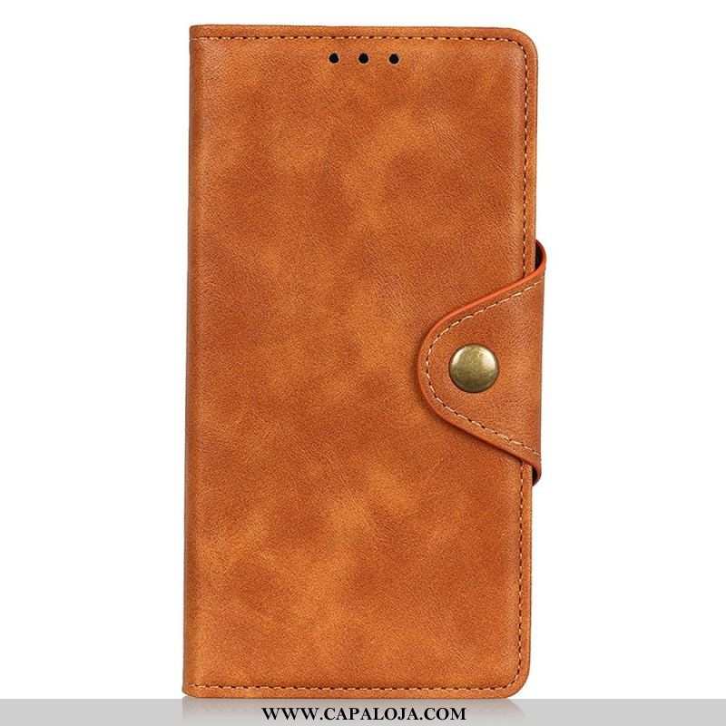 Capa Flip Para Samsung Galaxy M33 5G Botão De Couro Falso