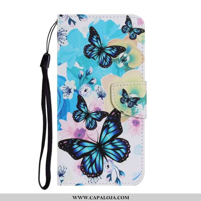 Capa Flip Para Samsung Galaxy S21 FE Borboletas E Flores De Verão