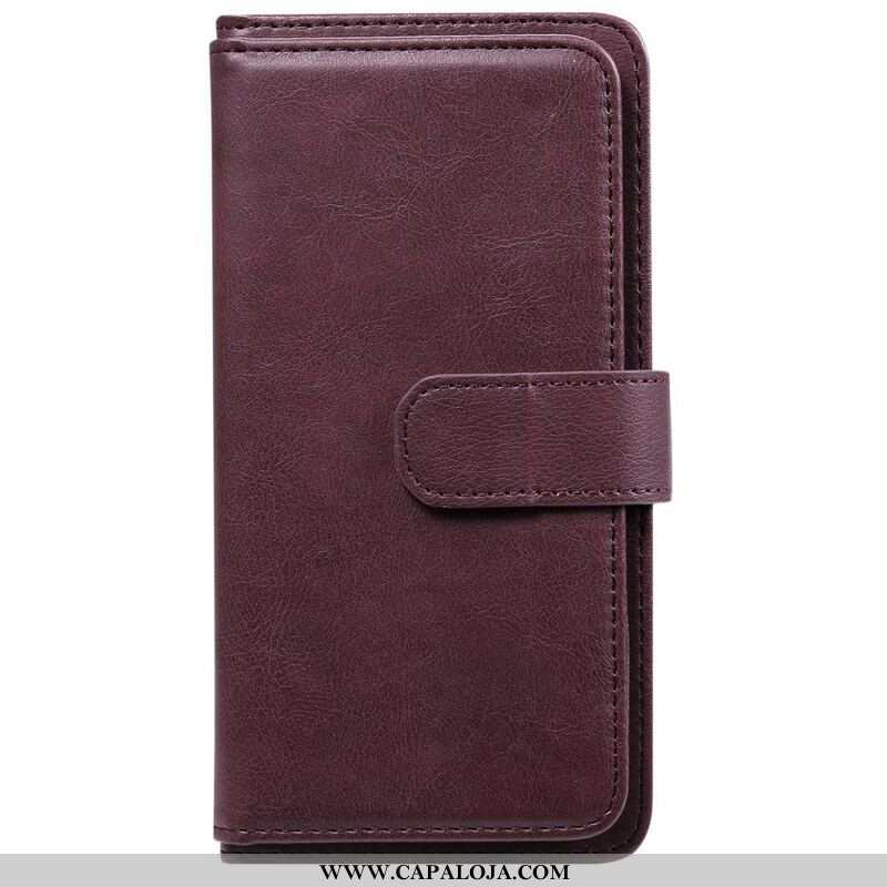 Capa Flip Para Samsung Galaxy S21 FE Titular De Cartão De Couro Falso 10