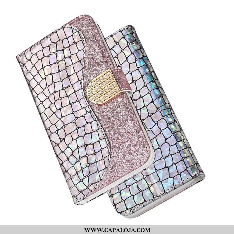 Capa Flip Para Samsung Galaxy S21 Plus 5G Diamantes De Crocodilo
