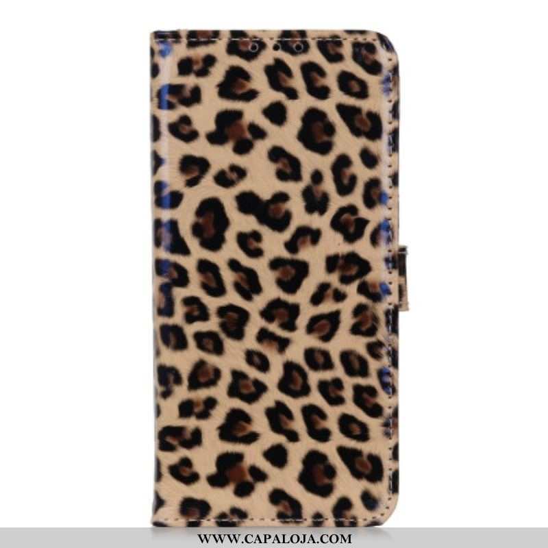 Capa Flip Para Samsung Galaxy S23 5G Efeito Pele De Leopardo