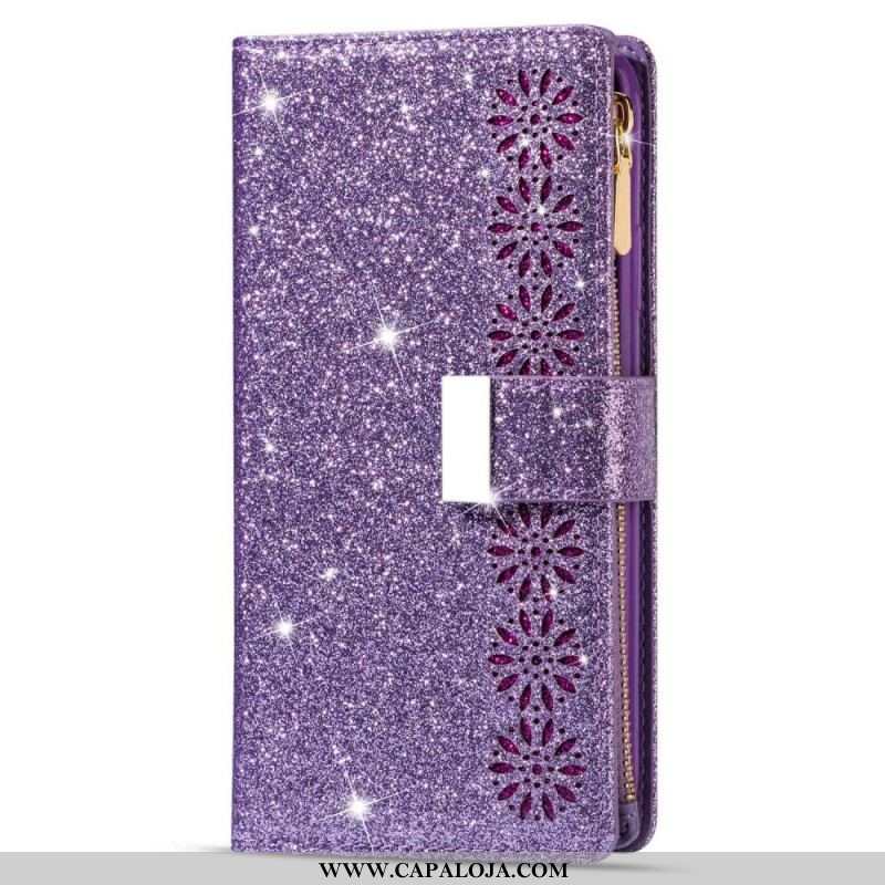 Capa Flip Para Samsung Galaxy S23 Ultra 5G Capa Tipo Carteira Carteira De Lantejoulas