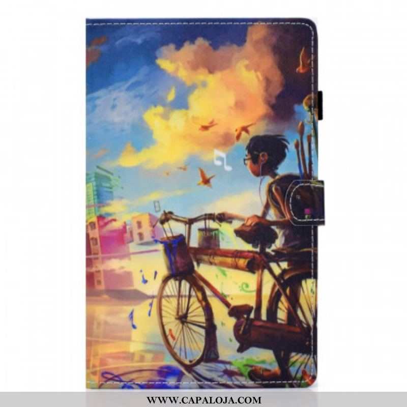 Capa Flip Para Samsung Galaxy Tab A8 (2021) Arte Da Bicicleta