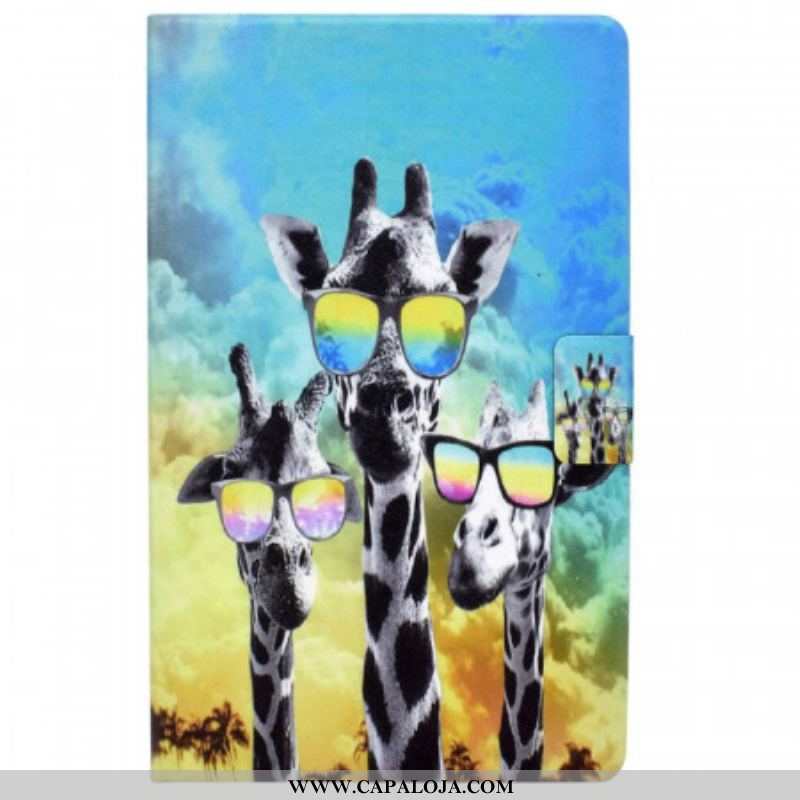 Capa Flip Para Samsung Galaxy Tab A8 (2021) Girafas Divertidas