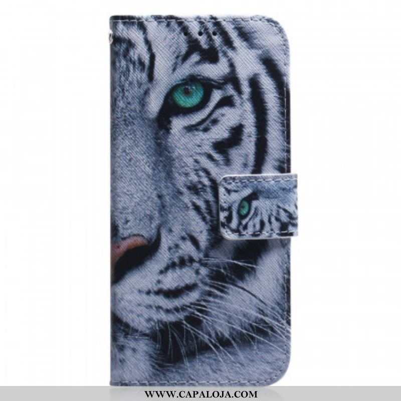 Capa Flip Para Sony Xperia 1 IV Tigre Branco