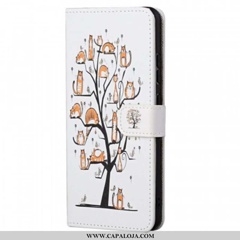 Capa Flip Para Xiaomi Redmi Note 11 / 11S De Cordão Gatos Divertidos Com Alça