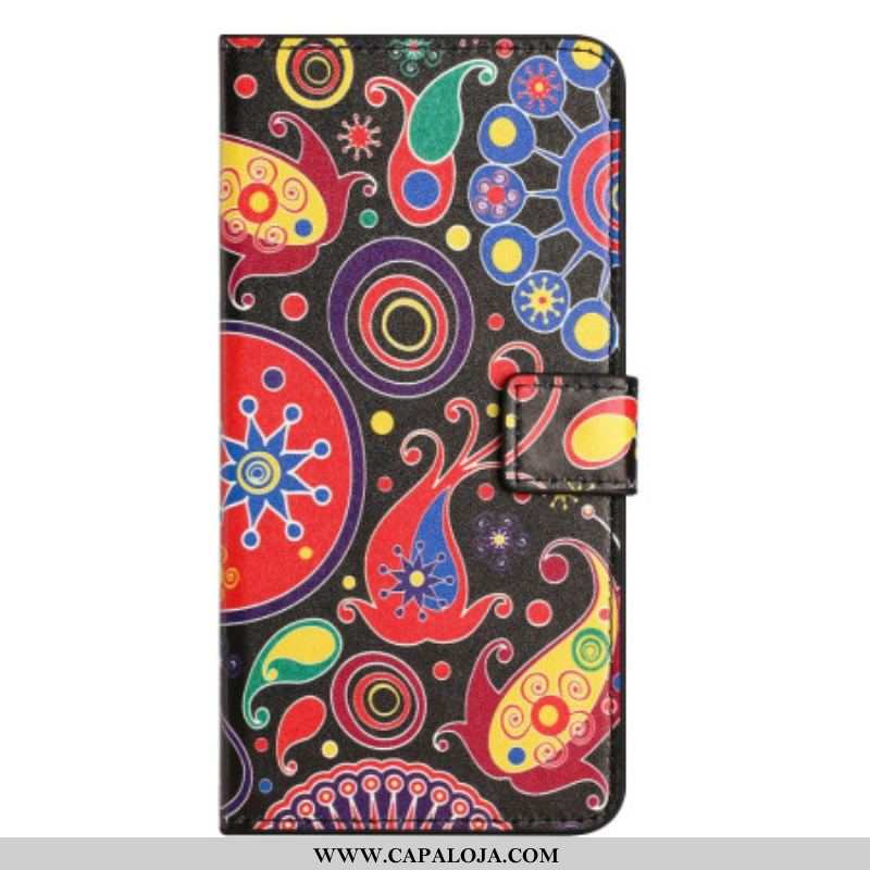 Capa Flip Para iPhone 15 Plus Padrão Galáctico