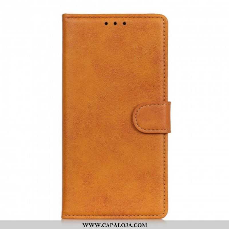 Capa Folio Para Moto G60S Efeito De Couro Fosco