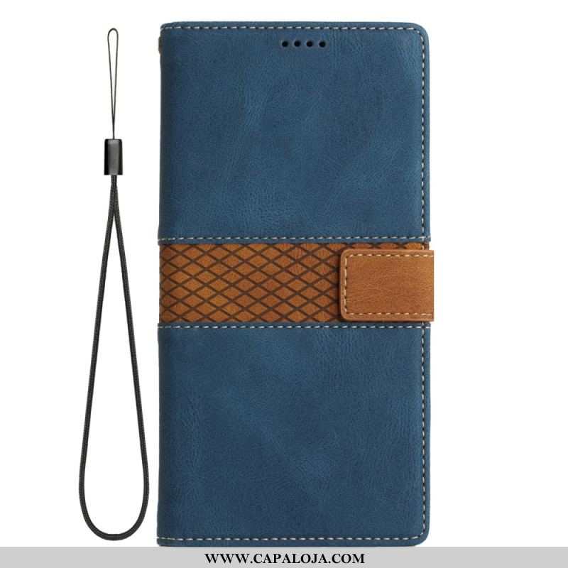 Capa Folio Para Samsung Galaxy A14 / A14 5G De Cordão Padrão De Tiras