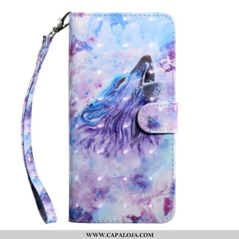 Capa Folio Para Samsung Galaxy A51 5G Aquarela Lobo