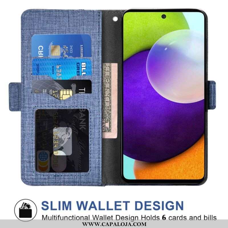 Capa Folio Para Samsung Galaxy A53 5G Jeans Com Porta-cartão Giratório
