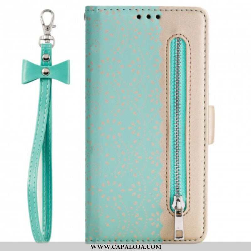 Capa Folio Para Samsung Galaxy M12 / A12 De Cordão Bolsa De Moedas Com Alça De Renda