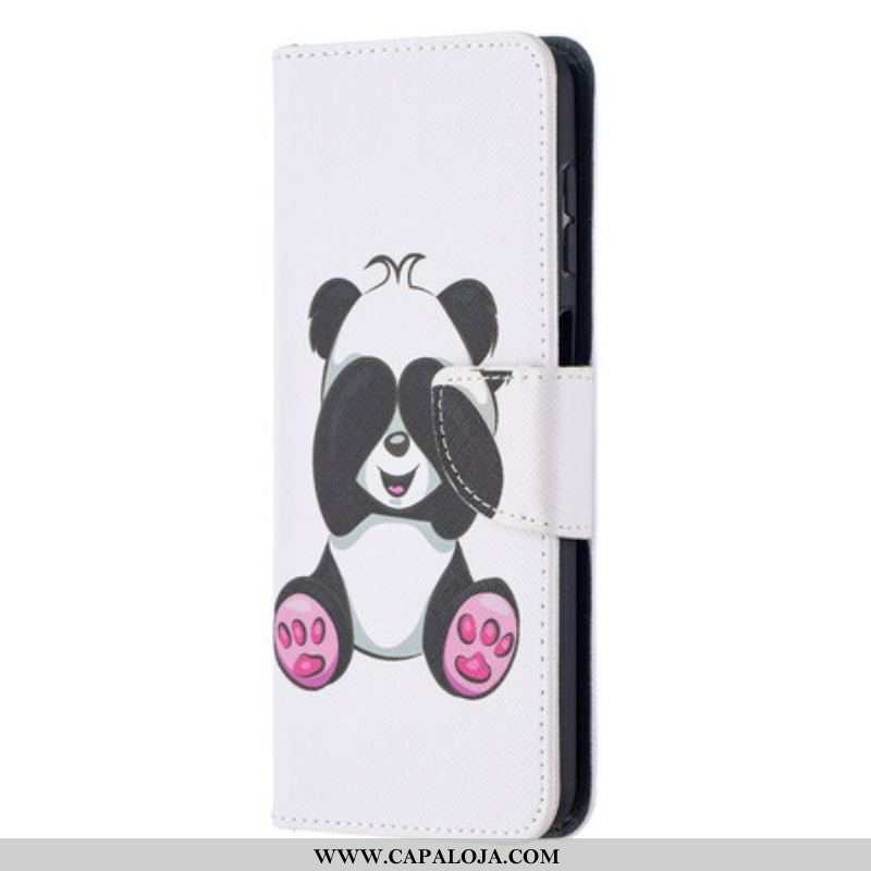Capa Folio Para Samsung Galaxy M12 / A12 Panda Divertido
