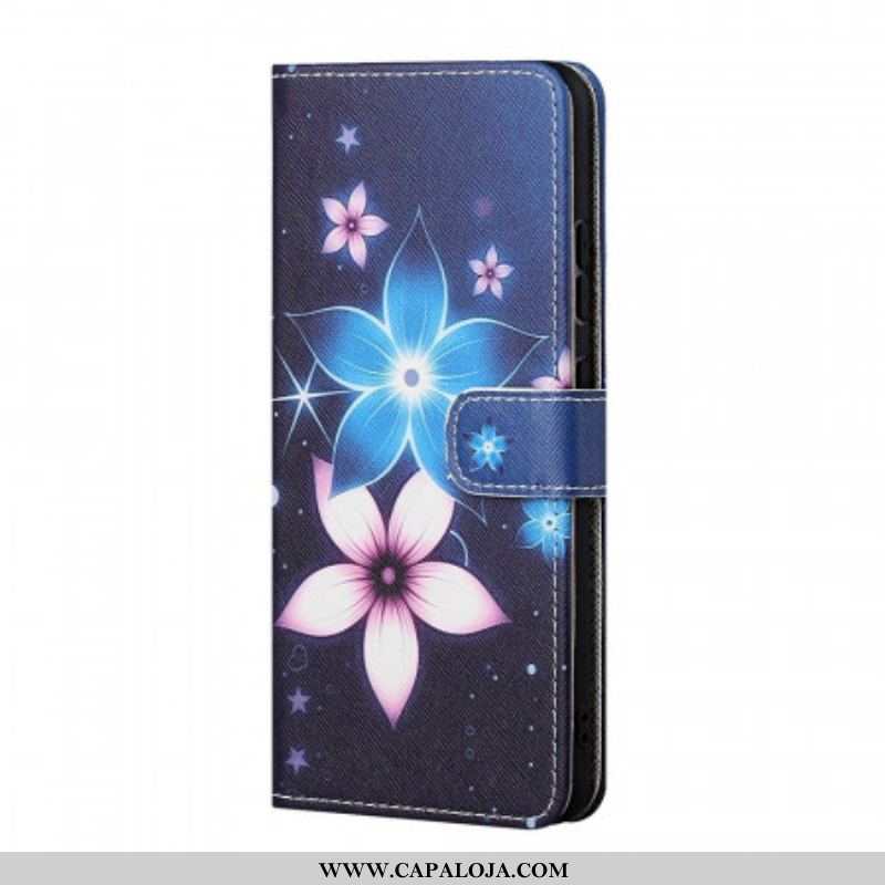 Capa Folio Para Samsung Galaxy M23 5G Flores Lunares