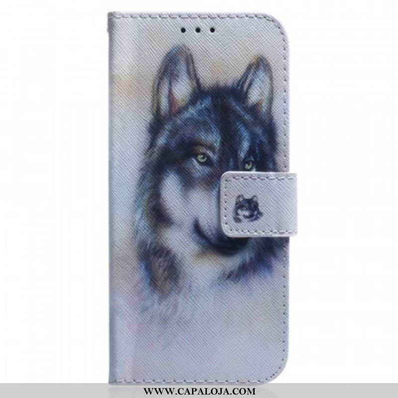 Capa Folio Para Samsung Galaxy M33 5G Cachorro Aquarela