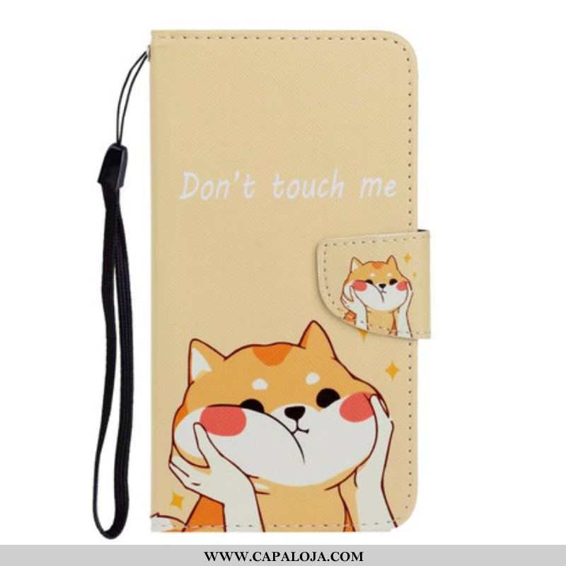 Capa Folio Para Samsung Galaxy S21 FE De Cordão Gato Não Me Toque Com Alça