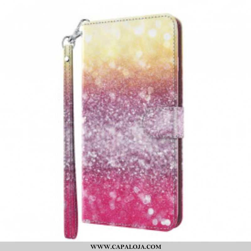 Capa Folio Para Samsung Galaxy S21 Ultra 5G Gradiente Glitter Magenta