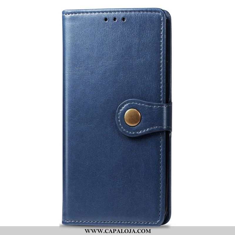 Capa Folio Para Samsung Galaxy S22 Ultra 5G Couro Falso E Fecho Vintage