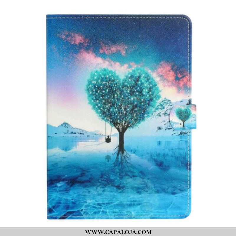 Capa Folio Para Samsung Galaxy Tab A7 Lite Coração Da Árvore