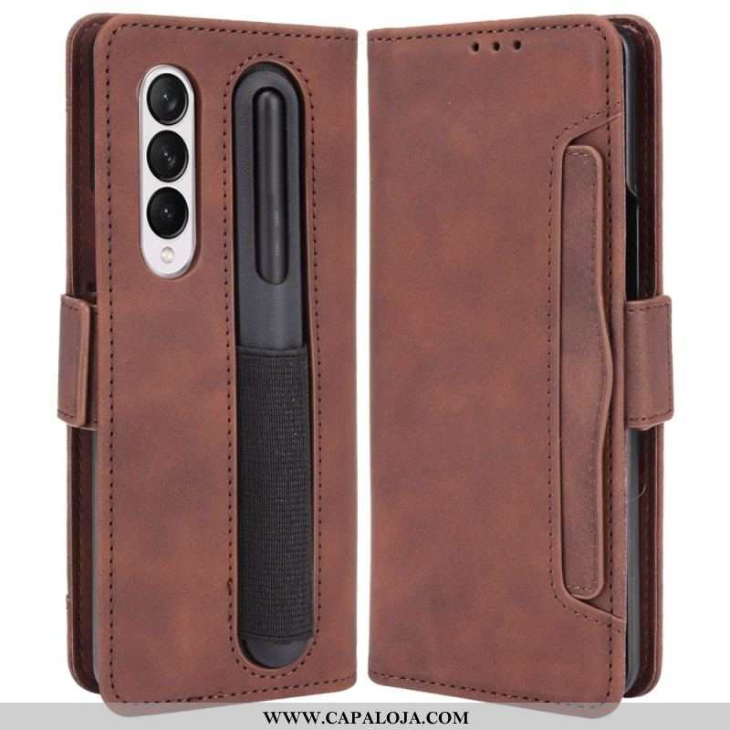Capa Folio Para Samsung Galaxy Z Fold 4 Espião Com Armazenamento De Caneta
