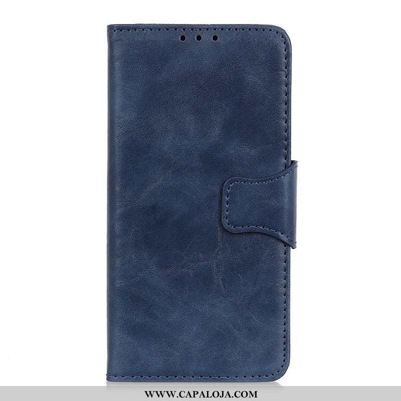 Capa Folio Para Sony Xperia 1 IV Fecho Vintage De Couro Rachado