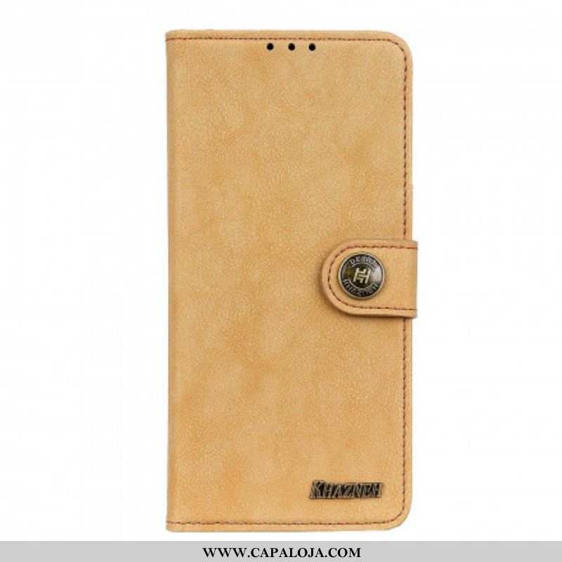 Capa Folio Para Xiaomi Redmi Note 10 Pro Couro Dividido Retrô Khazneh