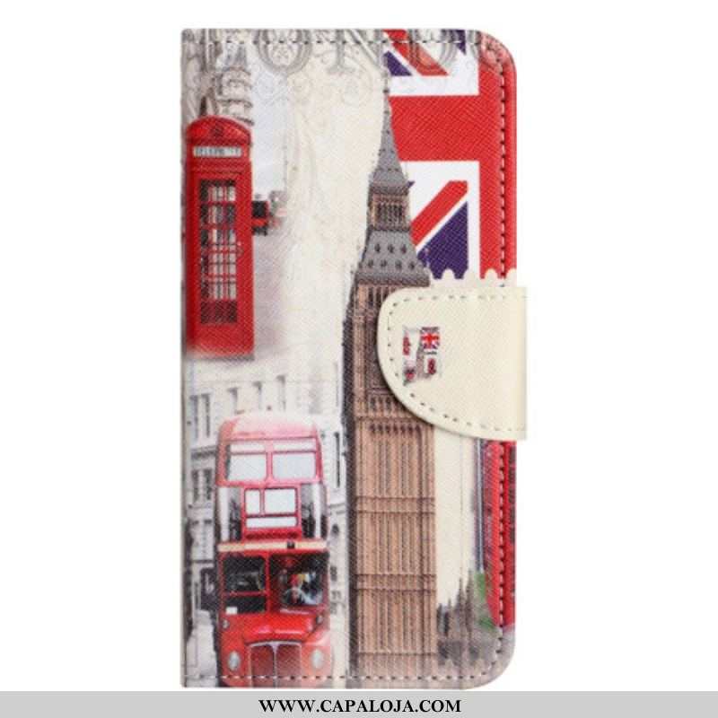 Capa Folio Para Xiaomi Redmi Note 12 5G Vida Em Londres