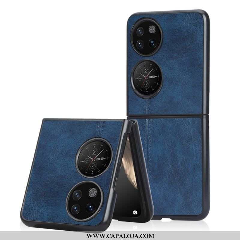 Capa Para Huawei P50 Pocket Costura De Couro Falso