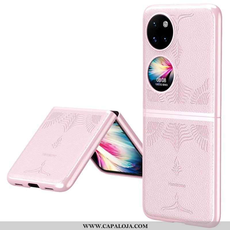 Capa Para Huawei P50 Pocket Couro Sintético Floral Retrô