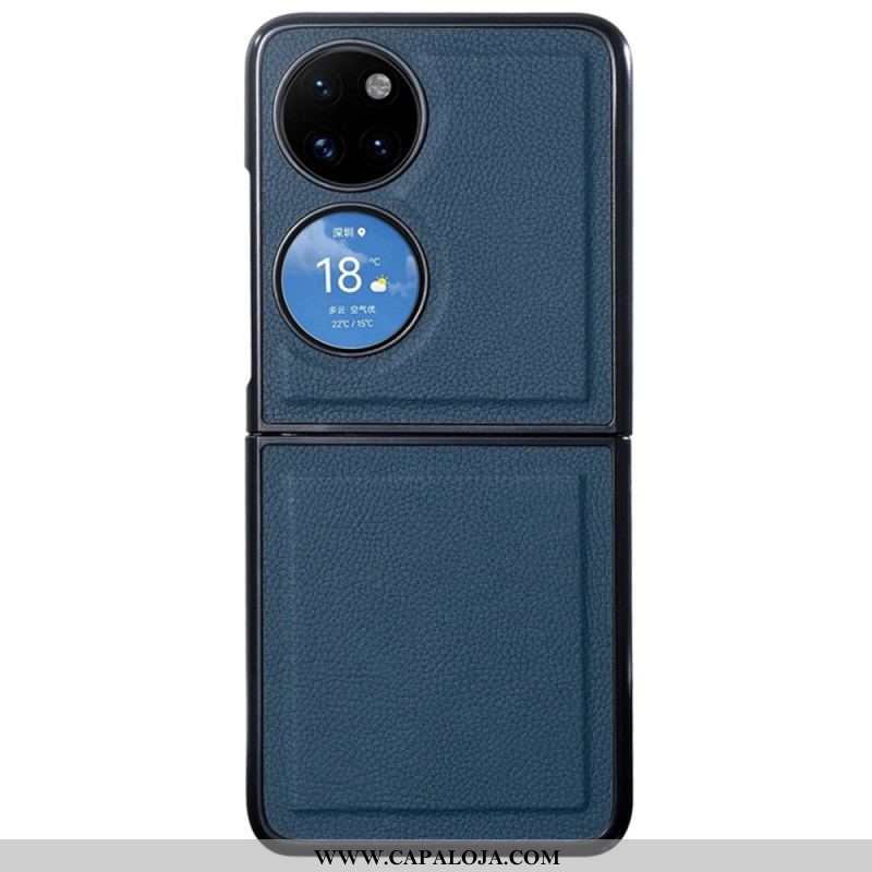 Capa Para Huawei P50 Pocket Design De Couro Genuíno