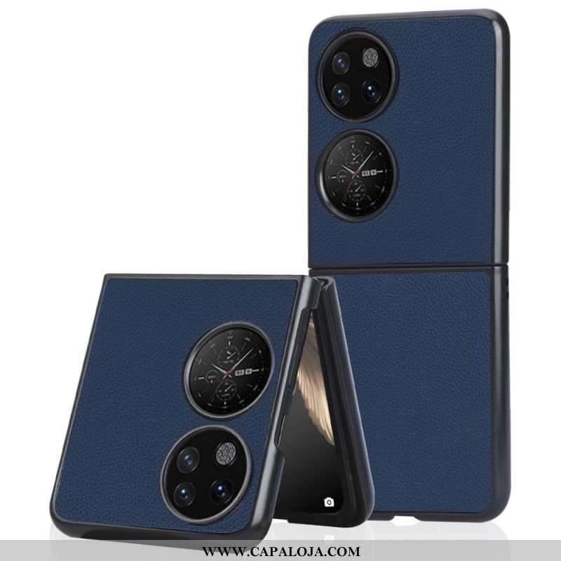 Capa Para Huawei P50 Pocket Efeito Couro Lichia