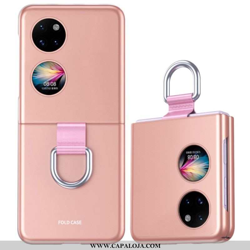 Capa Para Huawei P50 Pocket Toque De Pele Com Anel