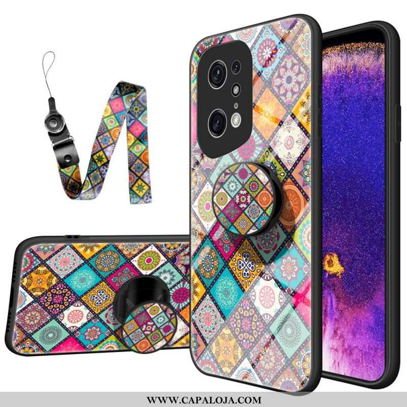 Capa Para Oppo Find X5 Pro Suporte Magnético Patchwork