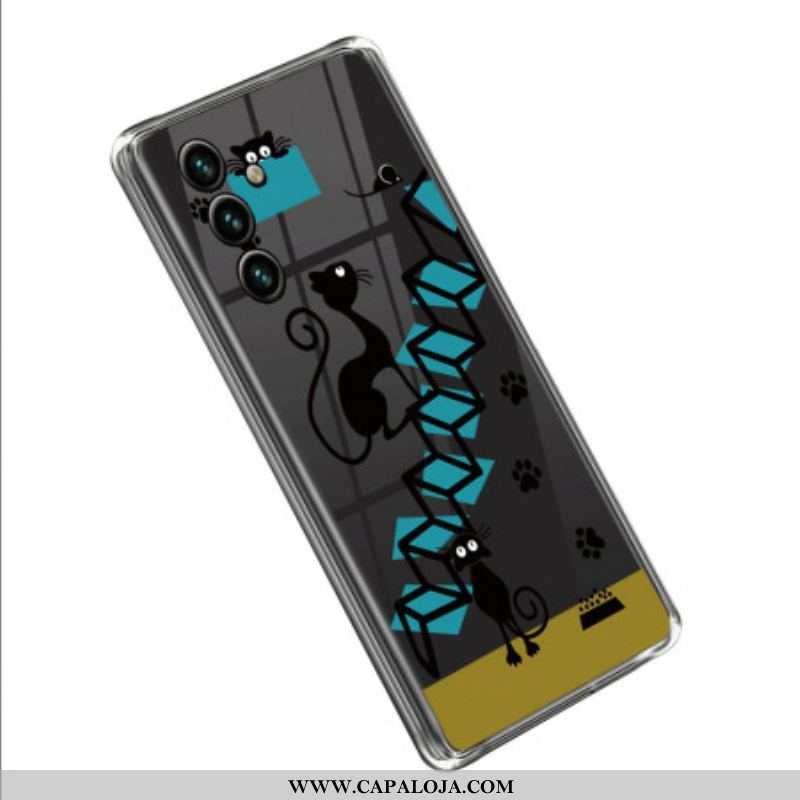 Capa Para Samsung Galaxy A14 / A14 5G Gatos Engraçados Transparentes