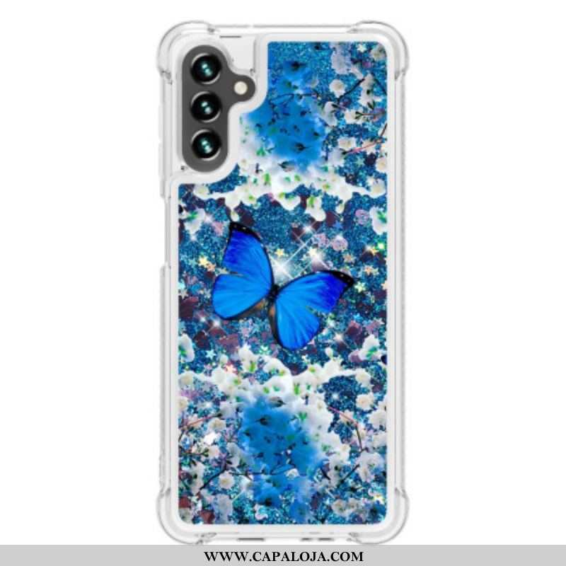 Capa Para Samsung Galaxy A54 5G Lantejoulas Borboletas