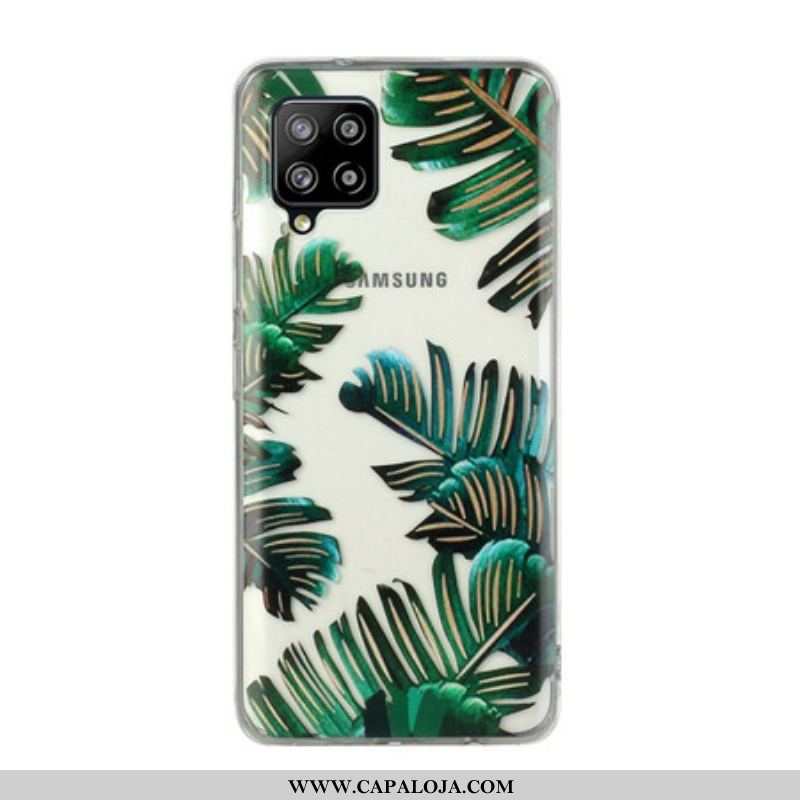 Capa Para Samsung Galaxy M12 / A12 /folhas Verdes Transparentes