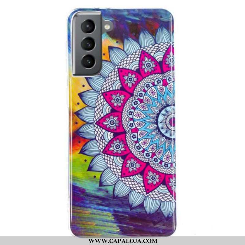 Capa Para Samsung Galaxy S21 FE Mandala Colorida Fluorescente