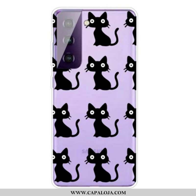 Capa Para Samsung Galaxy S21 FE Vários Gatos Pretos