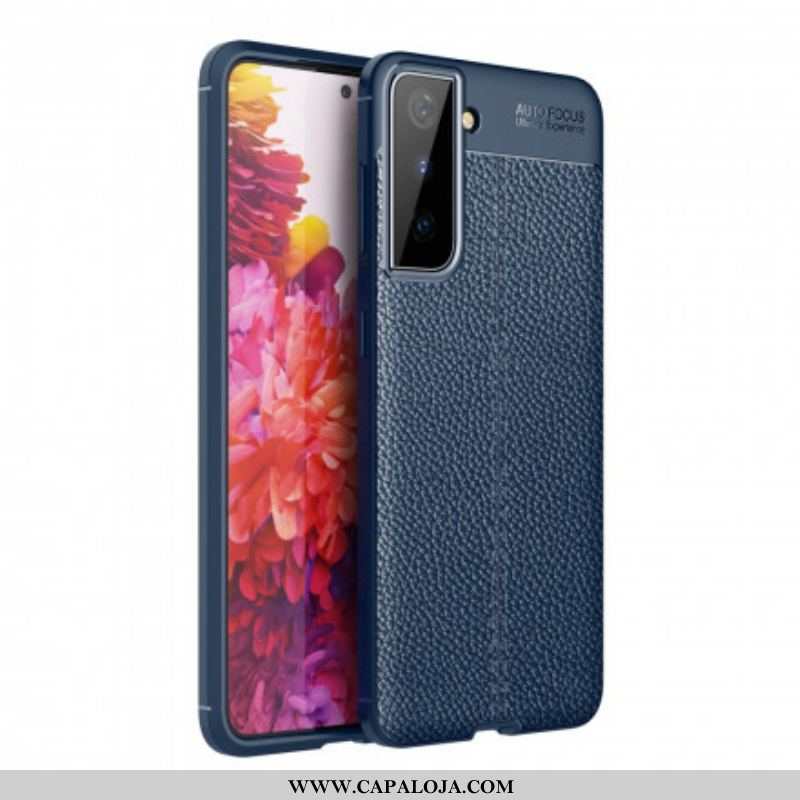 Capa Para Samsung Galaxy S21 Plus 5G Linha Dupla Efeito Couro Litchi